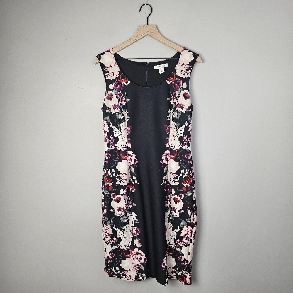 White House Black Market Black Floral Sheath Dress